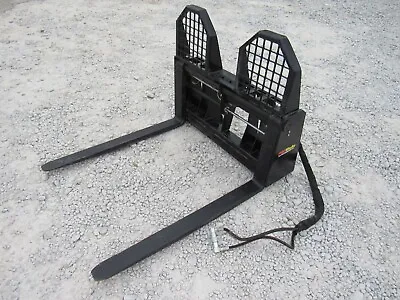 Buy 48″ Hydraulic Sliding Walk Through Pallet Fork Set Skid Steer Quick Attach • 1,814.99$