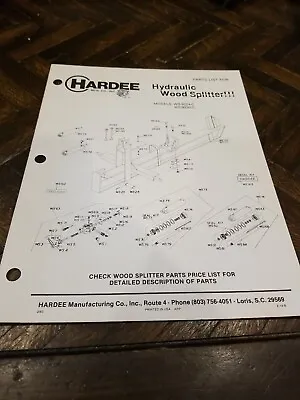 Buy Hardee Parts Manual Catalog Hydraulic Wood Splitter  • 20$