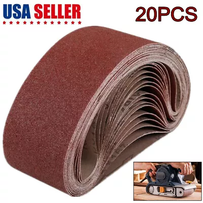 Buy 20PCS Belt Sander Sandpaper 3x21 Sanding Belts 40 60 80 120 150 240 400 Grit US • 18.64$