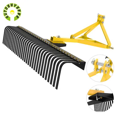 Buy Category 1 Tractor Rock Rake 3 Point Soil Gravel Lawn Compact Tractor 60'' • 478.99$
