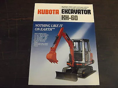 Buy Kubota Kh-60 Compact/mini Excavator Brochure 1987 • 12$