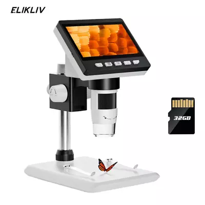 Buy Elikliv USB Digital Microscope 4.3'' 1000X 1080P Camera For Coin Stamp Plants  • 59.99$