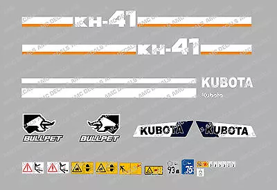 Buy Kubota Kh41 Mini Digger Complete Decal Set With Safety Warning Signs • 74.14$
