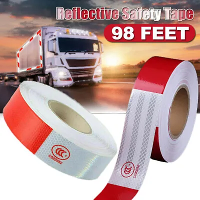 Buy Reflective Trailer Safety Tape Conspicuity Tape Warning Sign Car Truck Red White • 13.92$