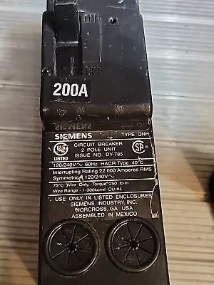 Buy Siemens QN2200H 200A 240V Double Pole QNH Circuit Breaker • 49.99$