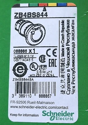 Buy SCHNEIDER ELECTRIC ZB4 BS844 Red Mushroom Head Twist Releas Push Button Operator • 30$