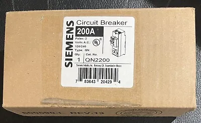 Buy New Qn2200 Siemens 200 Amp 120v 240v 2 Pole Circuit Breaker 200a 2p • 129$