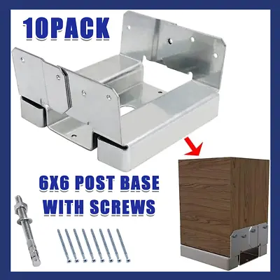 Buy 10Pcs6x6Concrete Deck Post Anchor Base Adjustable Metal Post Bracket With Screws • 79.99$