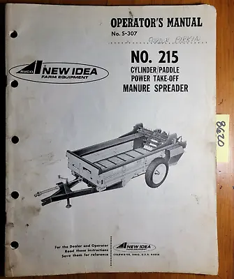 Buy New Idea No. 215 Manure Spreader Owner's Operator's & Parts Manual S-307 11/72 • 20$