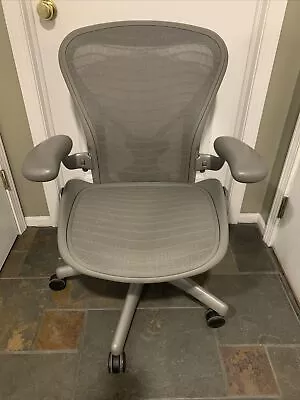 Buy Herman Miller Fully Loaded Posture Fit Size B Aeron Chair Silver • 599$