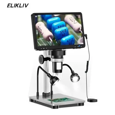 Buy Elikliv 7'' LCD Digital Microscope 1200X Screen 12MP Soldering Microscope Adults • 76.58$