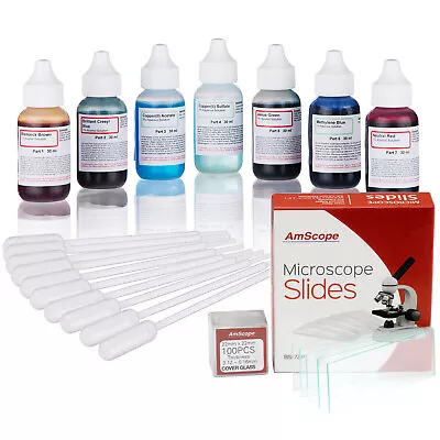 Buy AmScope Vital Living Cell Stain Kit With 72 Microscope Slides, Stains, Pipettes • 60.99$