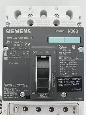 Buy Siemens NDK3V060 3 Pole 60 Amp 600 Volt Circuit Breaker NNB • 800$