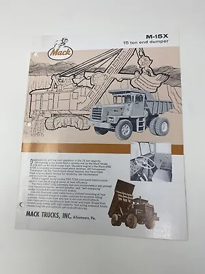 Buy Mack Trucks M-15X Ton End Dumper Promotional 2 Page Advertising Booklet Vintage • 24.99$