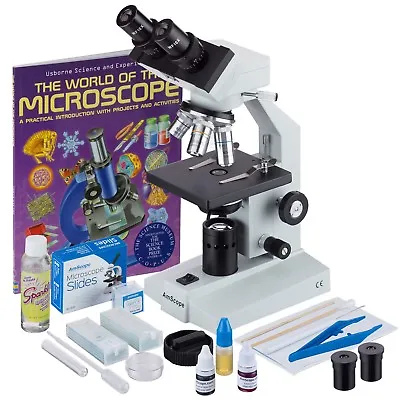 Buy AmScope 40X-2500X Binocular Biological Microscope With Extensive Slide Preparati • 245.99$
