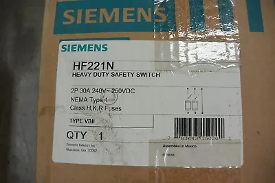 Buy NEW Siemens 30 Amp 240 Volt 2 Pole 3 Wire HF221N FUSIBLE DISCONNECT SWITCH  • 65.99$