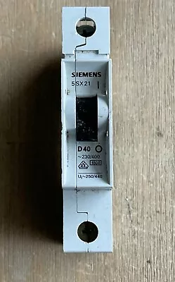 Buy Siemens 5sx21 Circuit Breaker D40 1 Pole 40a 230/400v • 7$