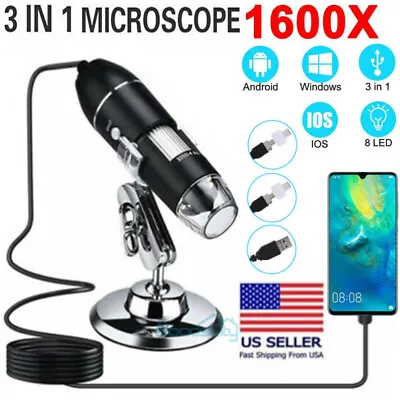Buy 1600X 3in1 USB Digital Microscope For Electronic Accessories Coin Inspection US • 25.85$