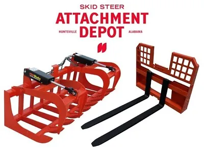 Buy 72  Root Grapple Bucket And 48 Long Walk Through Pallet Forks Combo Quick Attach • 2,219.99$