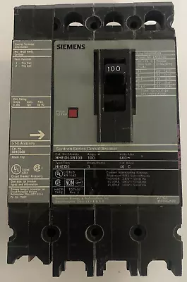 Buy Siemens Hhed63b100 100 Amp Circuit Breaker 3 Pole 600 Vac • 649.95$