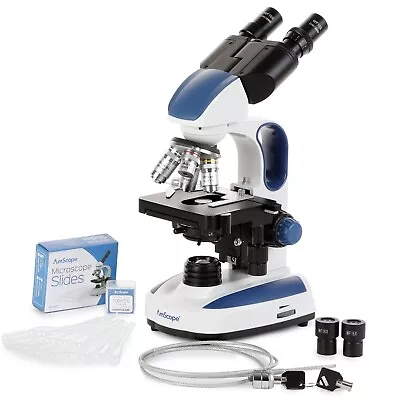 Buy Amscope 40X-1000X (up To 2500X) Advanced Compound Microscope W/ Ergonomic Design • 264.99$