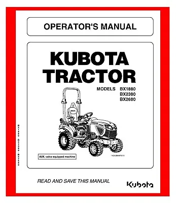 Buy Tractor Instructions Maintenance Manual BX1880 BX2380 BX2680   Kubota • 23$