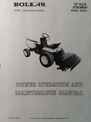 Buy Bolens QS QT 16 Garden Tractor 33 Tiller Implement 19230 Owner & Parts(2 Manuals • 46.74$