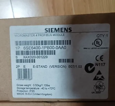 Buy New Siemens 6SE6400-1PB00-0AA0 MICROMASTER 4 PROFIBUS Module 6SE6 400-1PB00-0AA0 • 133.96$