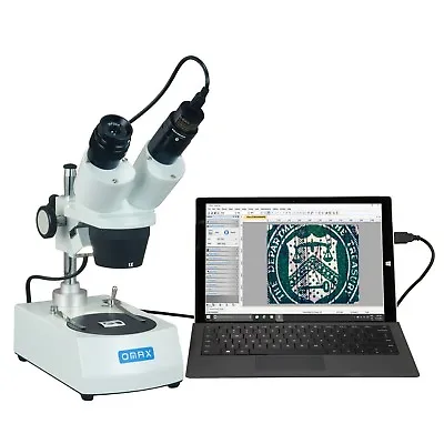 Buy OMAX 20X-60X Binocular Stereo Student Microscope With Dual Lights, 1.3MP Camera • 209.99$