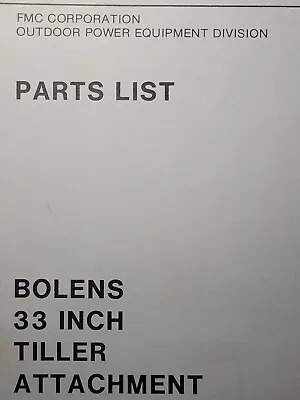 Buy Bolens 1250 HT-20 Garden Tractor 33  Tiller Implement 18093 Parts Catalog Manual • 39.09$