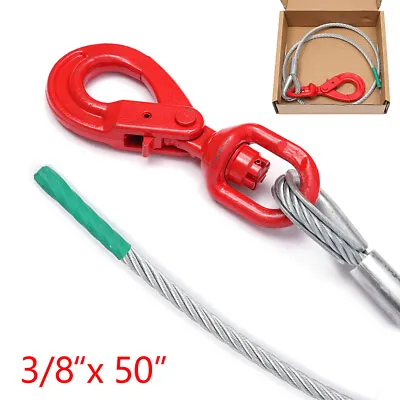 Buy 3/8 X50inchWire Rope Winch Cable Self Tow Truck Flatbed Load Locking Swivel Hook • 24.94$