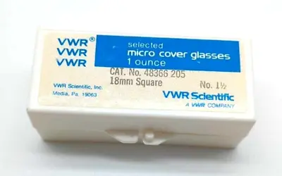 Buy VWR Micro Cover Glasses 1 OZ 18MM Square CAT #48366 205 NO. 1 1/2 • 16.50$