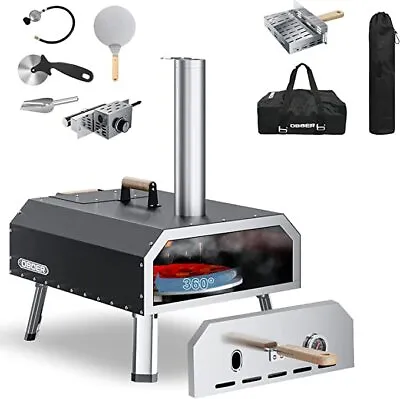 Buy MOPHOTO Outdoor Pizza Oven, Gas & Wood Fired 13 In & 16 In With Gas Burner • 239$