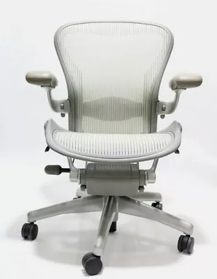 Buy Herman Miller Aeron Mesh Office Desk Chair Medium Size B Fully Adj Lumbar Silver • 699.99$