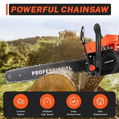 Buy 2.6KW 58CC Gas 20 Chainsaw 2 Cycle Gasoline Powered Chain Saws Handheld Chainsaw • 95.50$