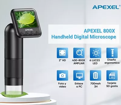 Buy APEXEL Pocket Handheld Digital Microscope With Slide 800X Mini Microscope Camera • 63.99$