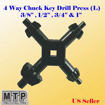 Buy 4 Way Chuck Key Drill Press LG 1/2  3/4  3/8  1  Universal Combination #5 -  #8 • 7.35$