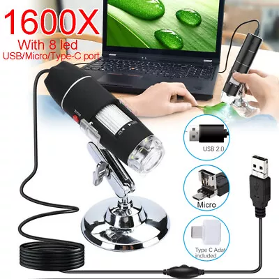 Buy USB 1600X Zoom Digital Microscope Camera Endoscope Magnifier For Phone/PC/Tablet • 25.69$