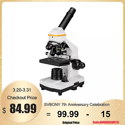 Buy SVBONY SV601 40X-1600X Microscope Compound Monocular Magnification W/LED Light • 99.99$