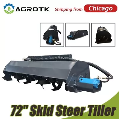 Buy 72  Skid Steer Rotary Tiller Rototiller Soil Conditioner Hydraulic Attachment • 2,099$