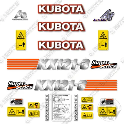 Buy Fits Kubota KX121-3 Decal Kit Mini Excavator Replacement Decals (KX 121-3) • 139.95$