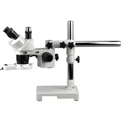 Buy AmScope 10X-15X-30X-45X Boom Stand Trinocular Stereo Microscope + Fluor Light • 399.99$