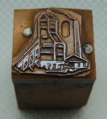 Buy Vintage Printing Letterpress Printers Block Tiny Buildings Grain Silo?  • 7.99$