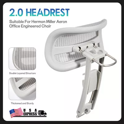 Buy Headrest 2 For Herman Miller Aeron Office Engineered Chair With Protective Cover • 128$
