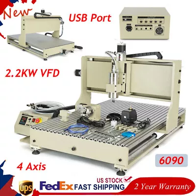 Buy 4 Axis CNC 6090 Router Engraver 2.2KW Engraving Machine Wood Carving Milling USB • 2,089.05$