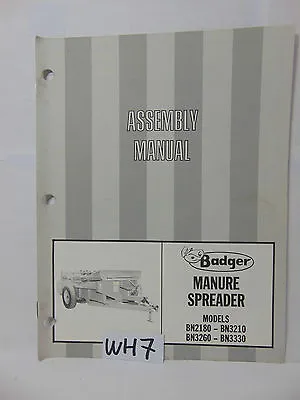 Buy Badger Northland Book Assembly Manual Manure Spreader Bn2180-bn3210 Bn3260   • 19.99$