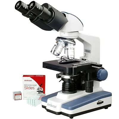 Buy AmScope 40X-2500X LED Lab Binocular Compound Microscope W 3D Mech Stage + Slides • 270.99$