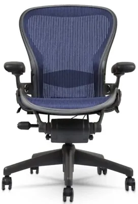 Buy Herman Miller Aeron Mesh Office Chair Medium Size B Fully Adjust Blue Lumbar • 529.97$