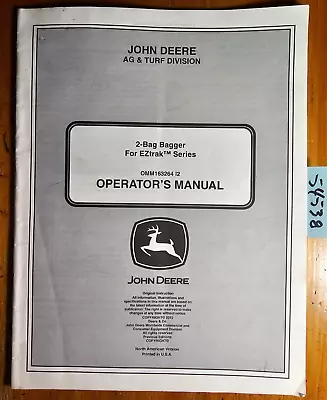 Buy John Deere 2 Bag Bagger For EZtrak Z225 Z245 Z425 Z445 SN 80001- Operator Manual • 15$