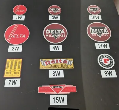 Buy Decals - For Vintage Delta Woodworking Machinery - Ten Choices - Pick 1 To 4 Qty • 4.75$